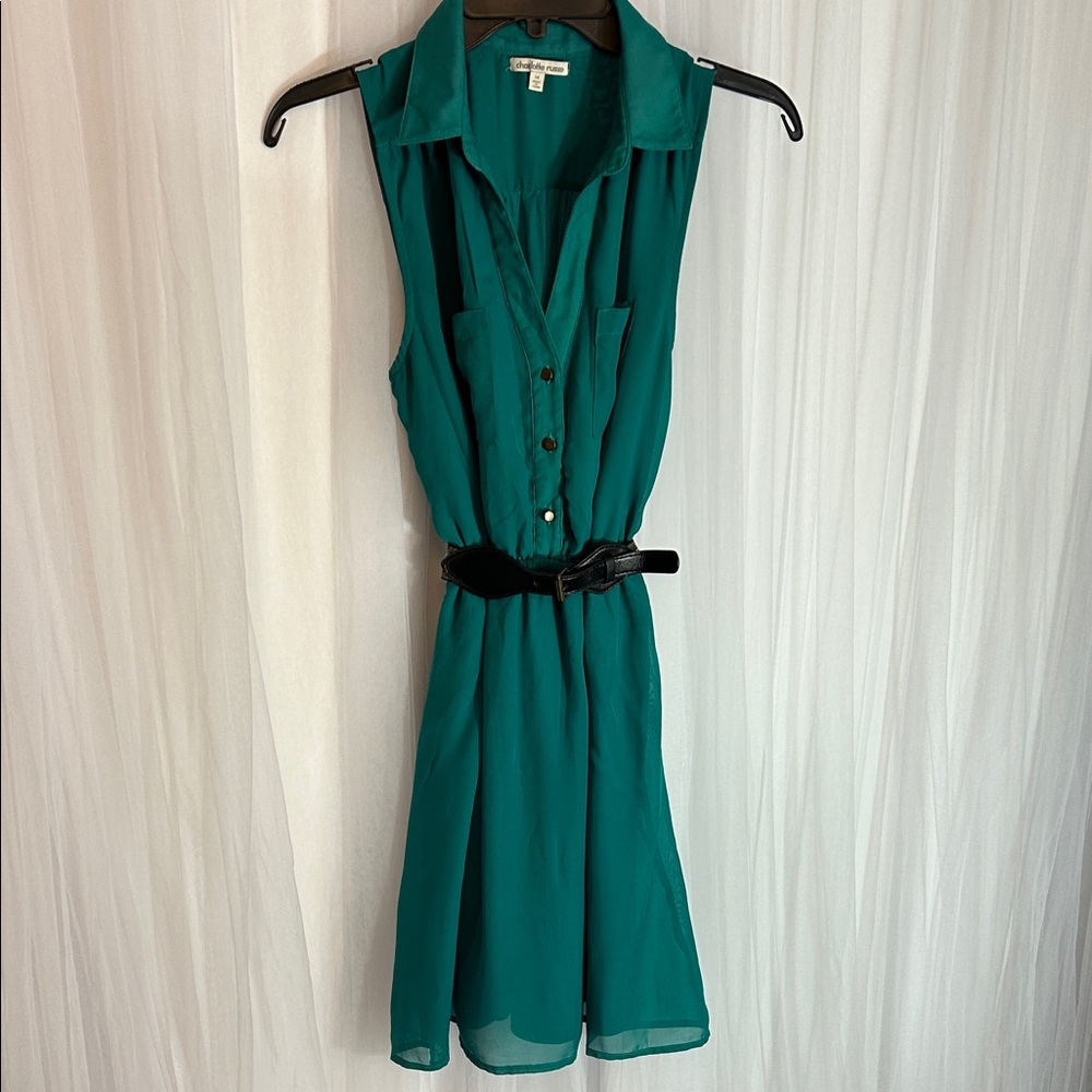 Charlotte Russe Teal Mini Dress with Black Accents